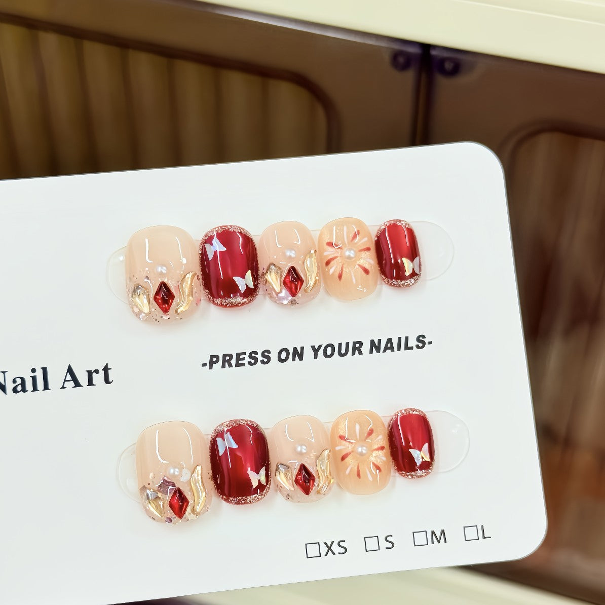 Fireworks Diamond Butterfly Cat Eye（Handmade press on nails）/10Pcs Squoval Nails