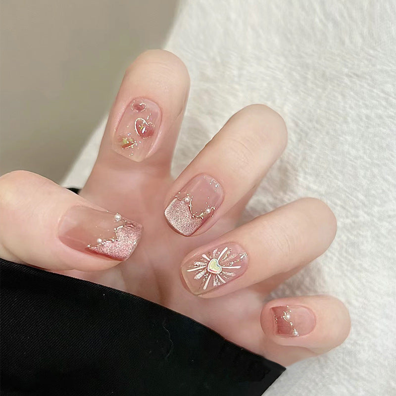 Sweet Heart（Handmade press on nails）/30Pcs Squoval Nails