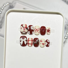 Cute ponny（Handmade press on nails）/10Pcs Square Nails