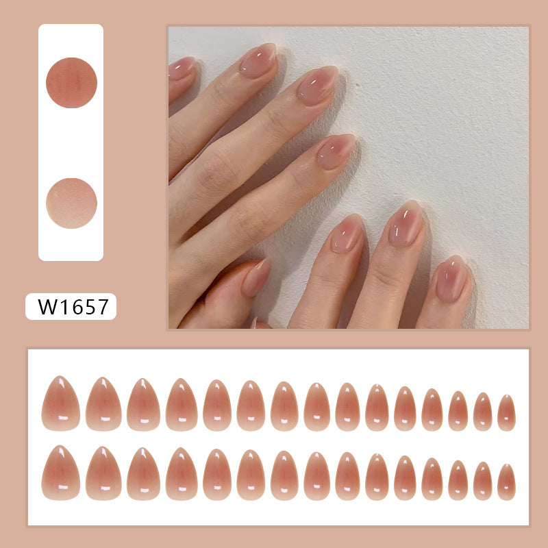 Simple Blush Nude Press on Nails 24Pcs Short Almond Nails