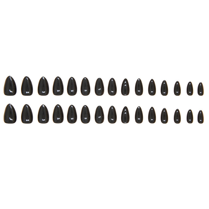 BLACK Press on Nails 30Pcs Short Almond Nails