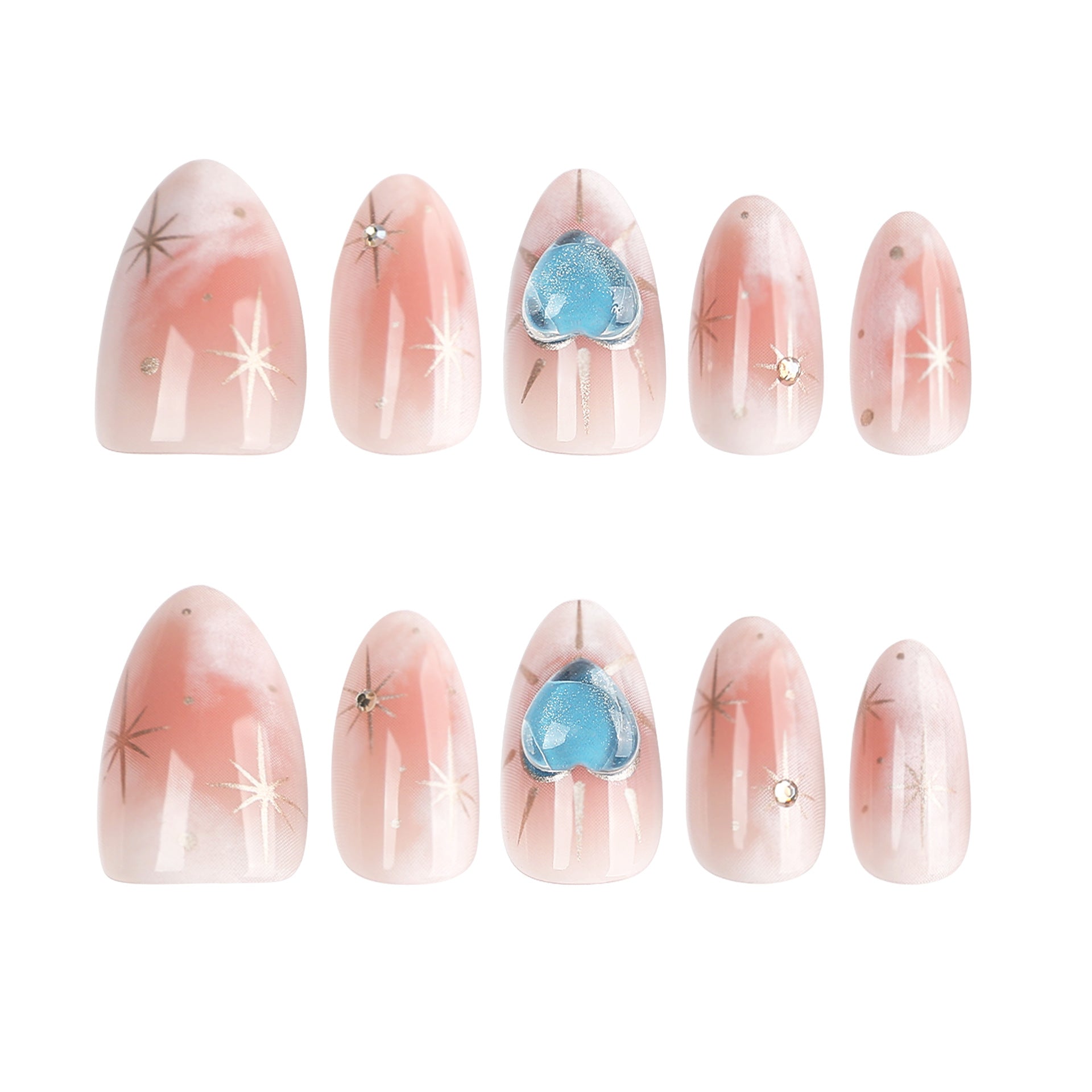 Sweet Love Smudge Presson on Nails 24Pcs Short Almond Nails