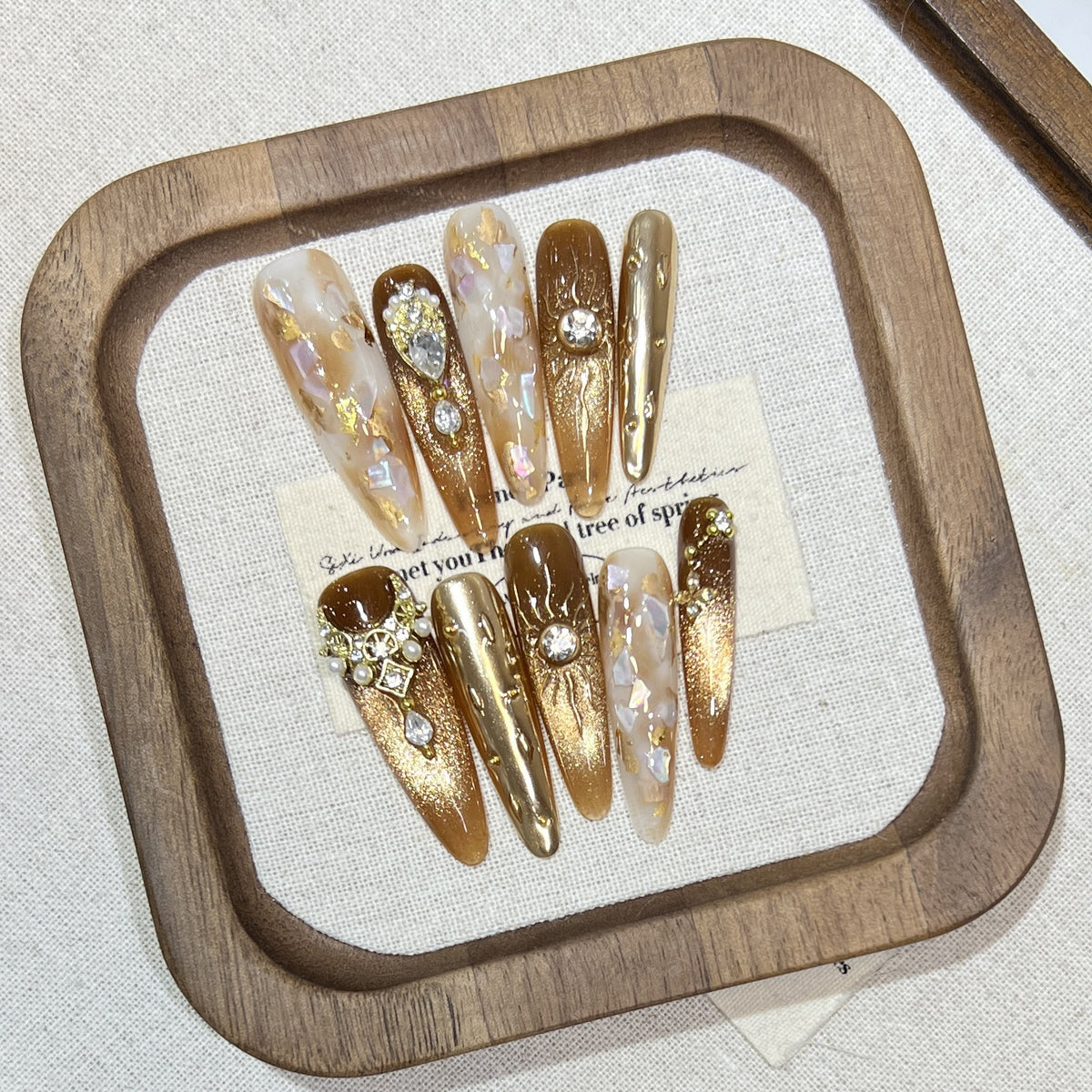 Zircon Cat Eye（Handmade press on nails）/10Pcs Stiletto Nails