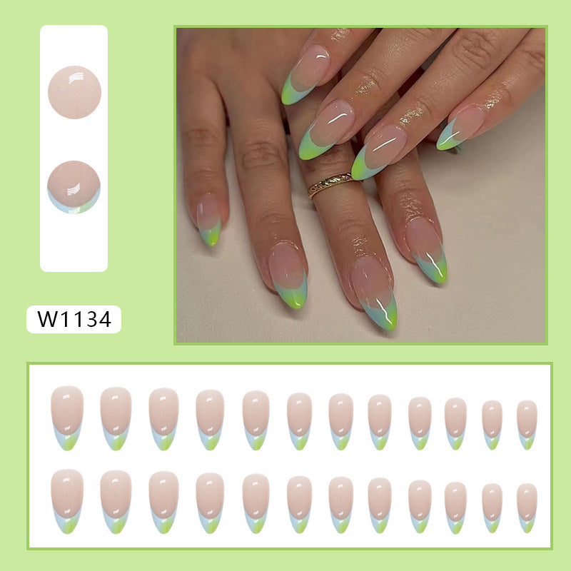 Peppermint Handmade press on Nails / 24Pcs Almond Nails