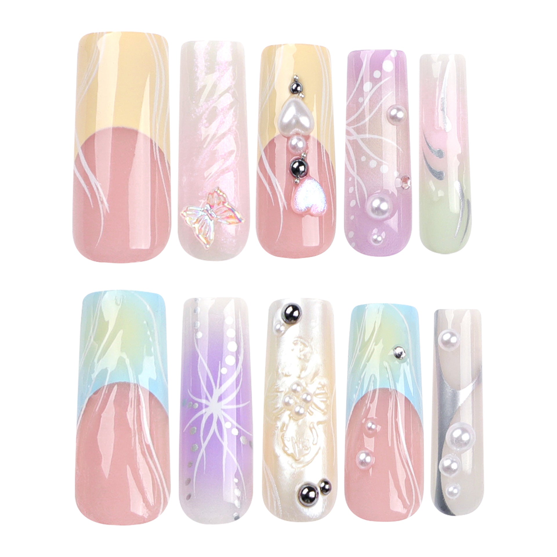 Macaron（Handmade press on nails）/24Pcs Coffin Nails