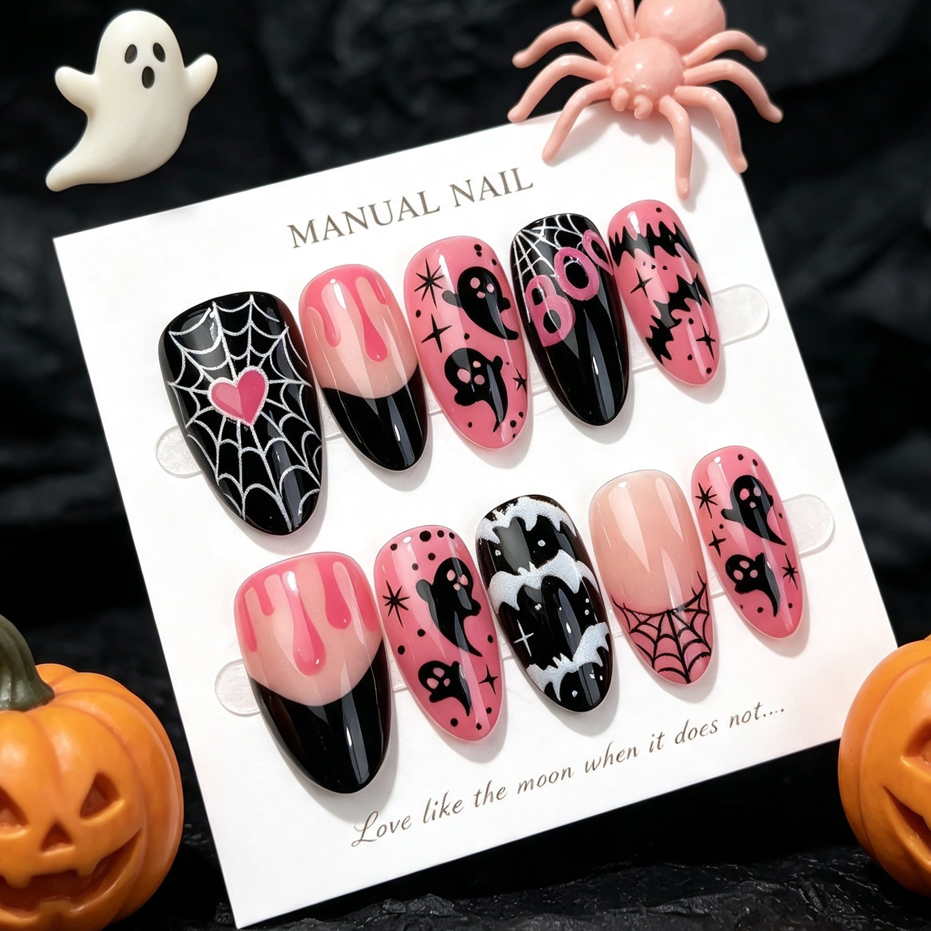 Sweet Pink Phantom Presson on Nails 10Pcs Medium Almond Nails