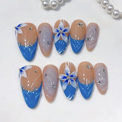Island Summer Relief Shell（Handmade press on nails）/10Pcs Almond Nails