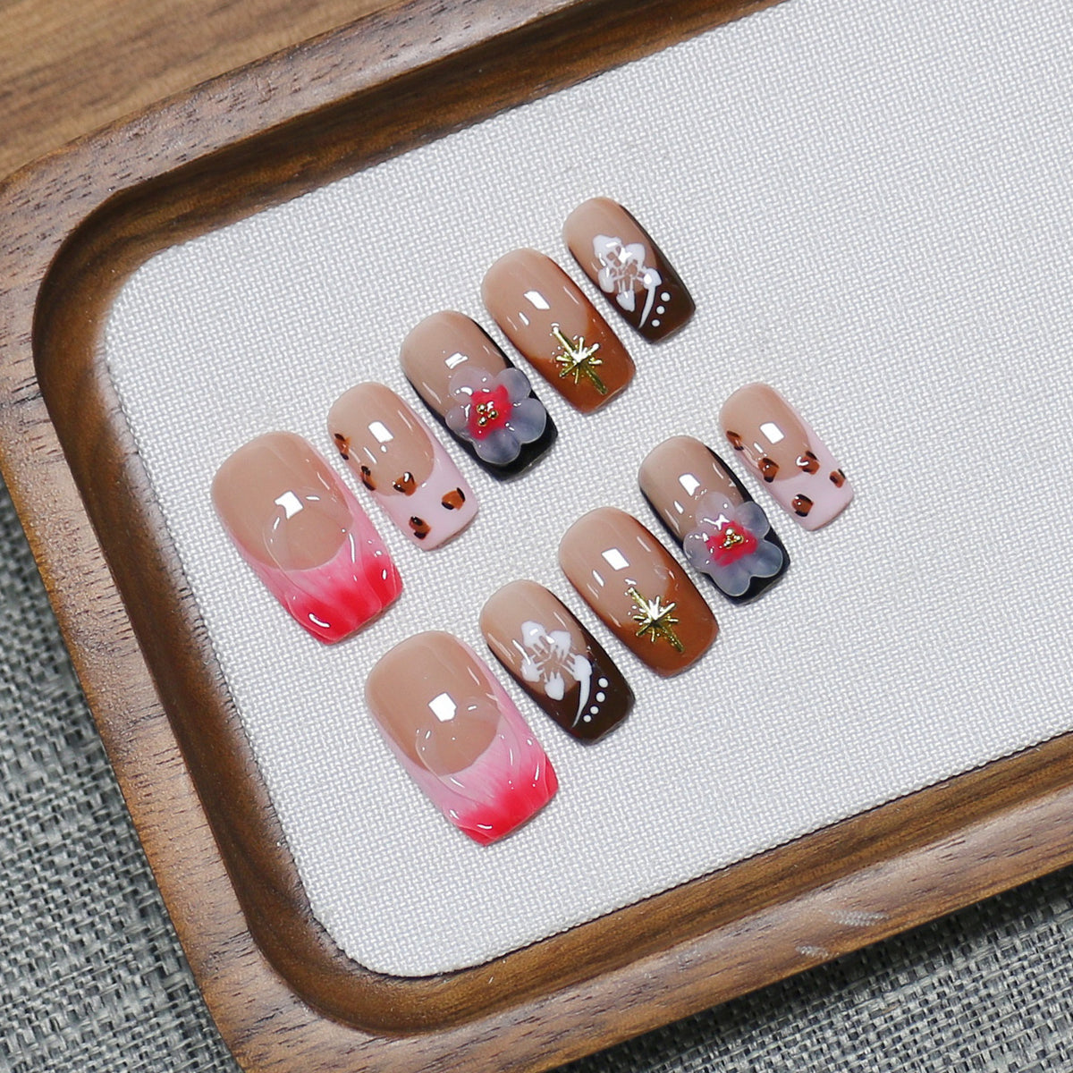 Ripple Flower（Handmade press on nails）/10Pcs Square Nails
