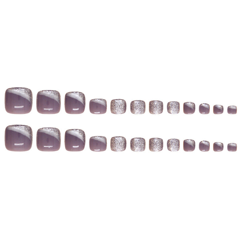 Fine Sparkle Cat Eye（Handmade Press On Nails）/24Pcs  Short Toe Nails