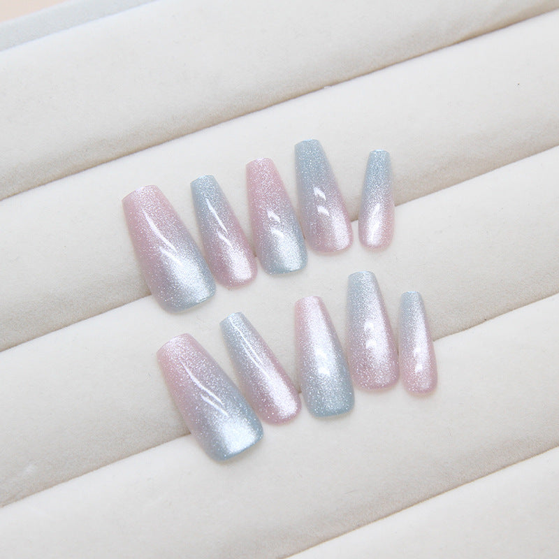 Cat Eye Gradient（Handmade press on nails）/10Pcs Coffin Nails