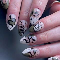 Cthulhu simple pattern Press on Nails 24Pcs Short Almond Nails  