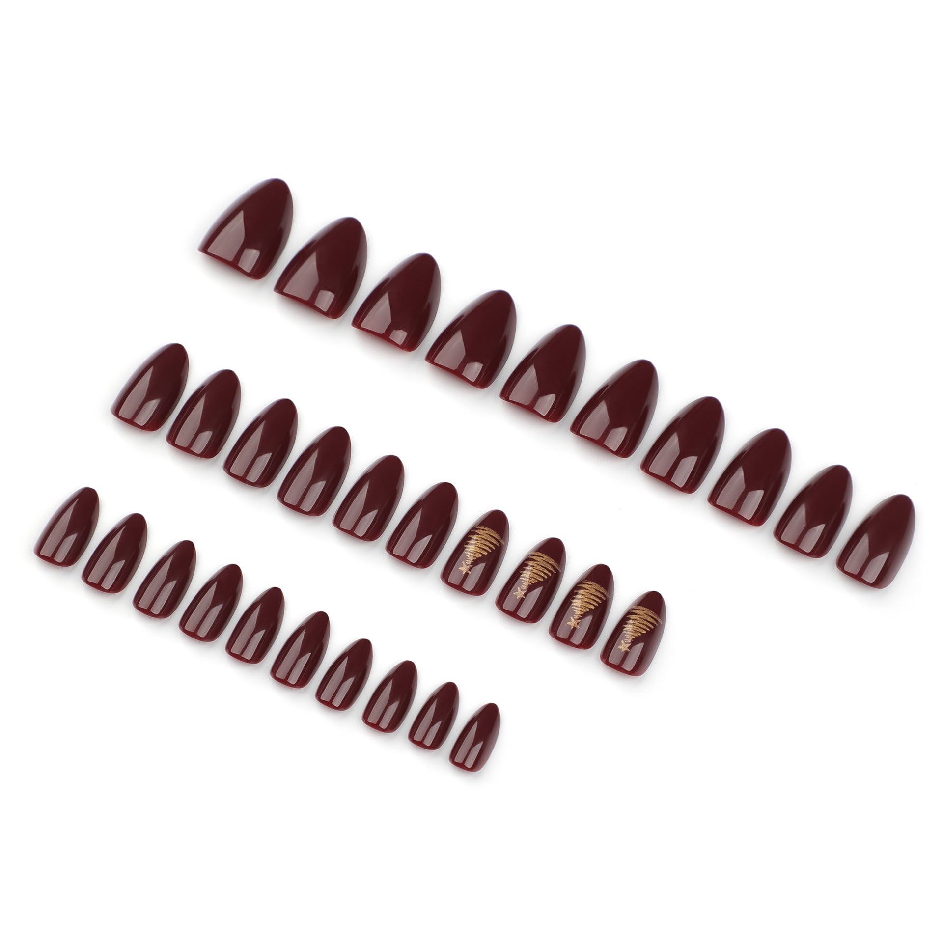 Simple Christmas Tree Red Press on Nails 24Pcs Short Almond Nails