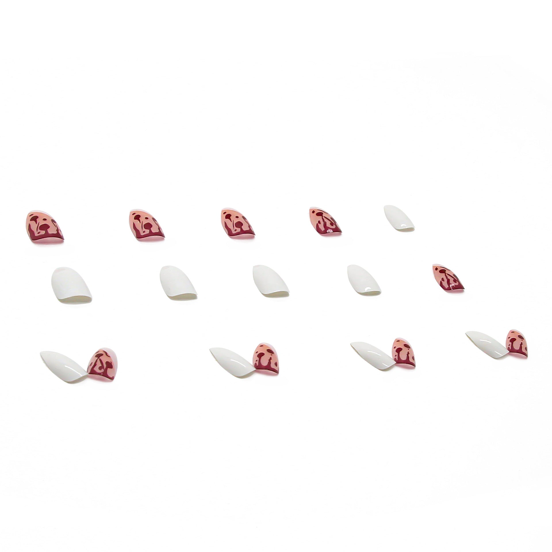 Red Blood Press on Nails 24Pcs Medium Almond Nails  