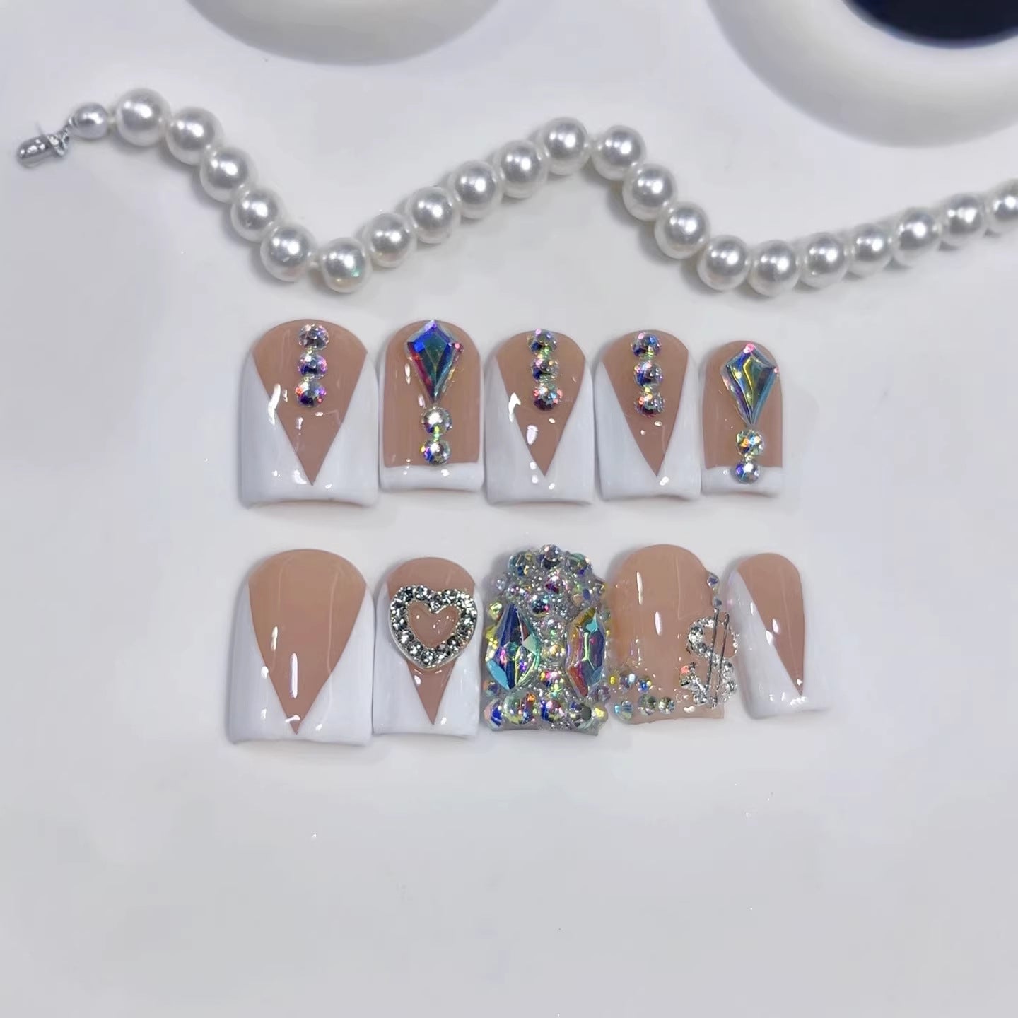 Love Diamond Sparkling（Handmade press on nails）/10Pcs Square Nails