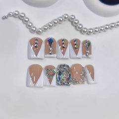 Love Diamond Sparkling（Handmade press on nails）/10Pcs Square Nails