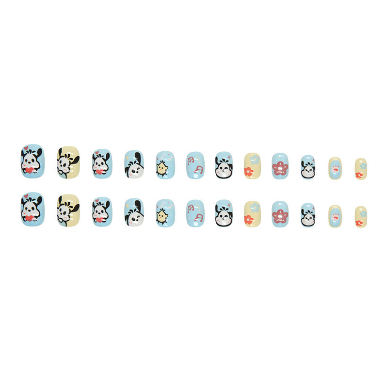 Doll Puppy（Handmade Press On Nails）/24Pcs  Short Children Nails