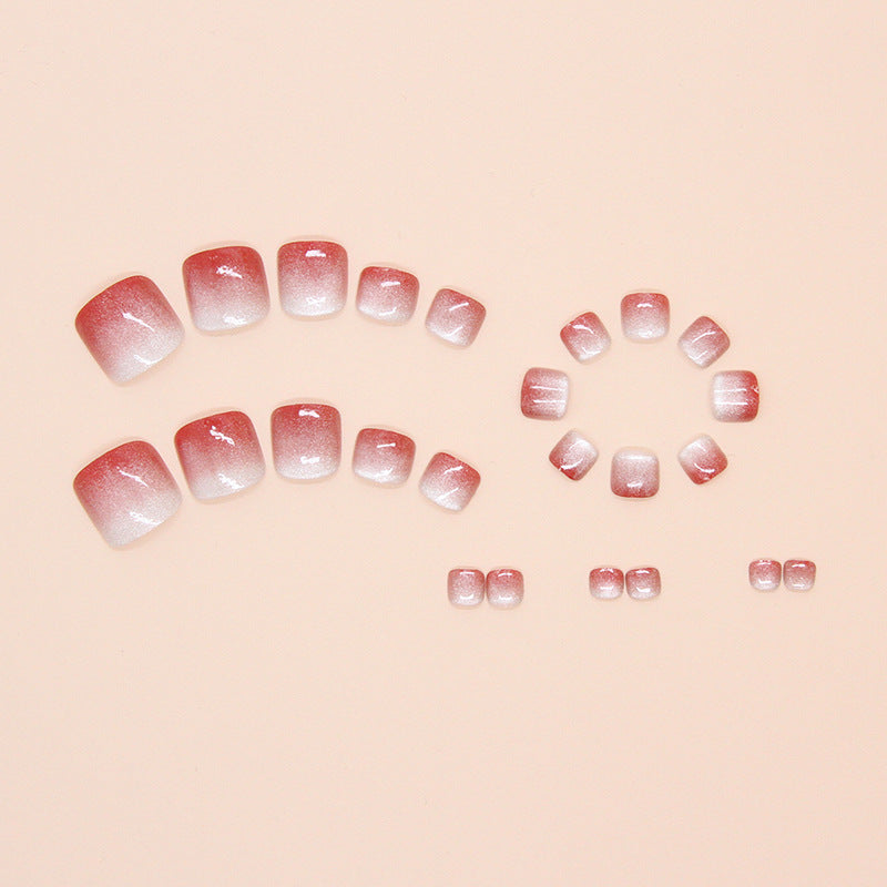 Gradient Color Cat Eye（Handmade Press On Nails）/24Pcs  Short Toe Nails