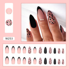 Textured Leopard Print Press on Nails 24Pcs Medium Almond Nails