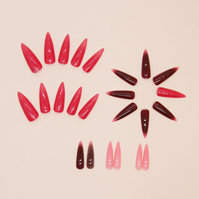 Ombre Glitter（Handmade press on nails）/24Pcs Stiletto Nails