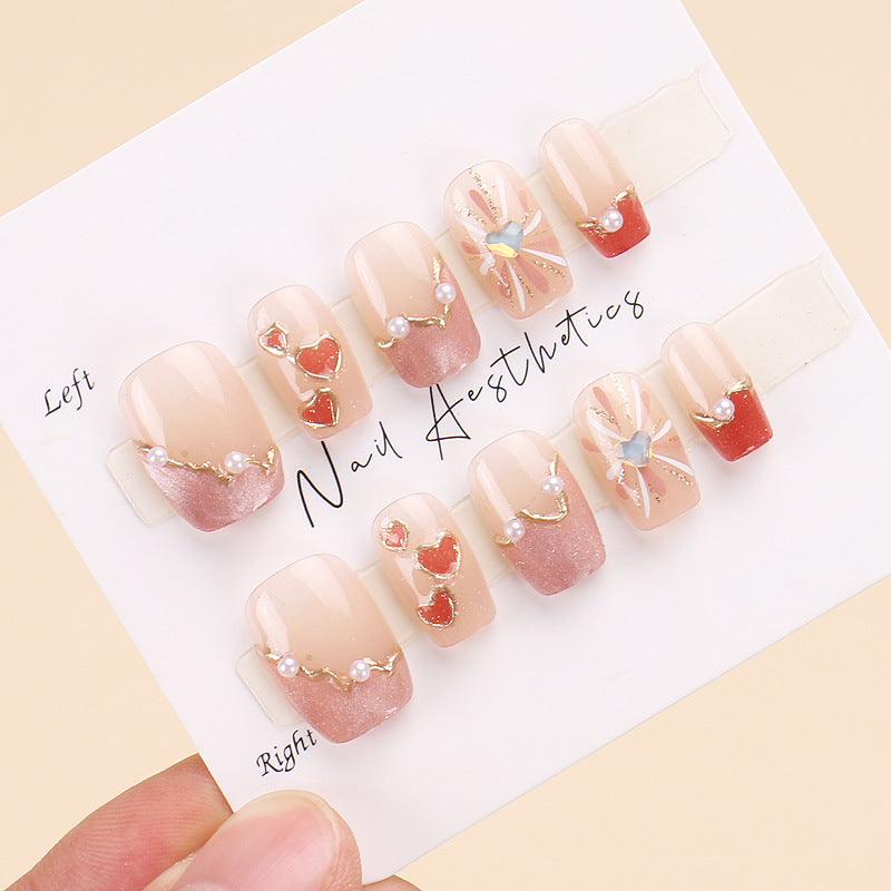 Sweet Heart（Handmade press on nails）/30Pcs Squoval Nails