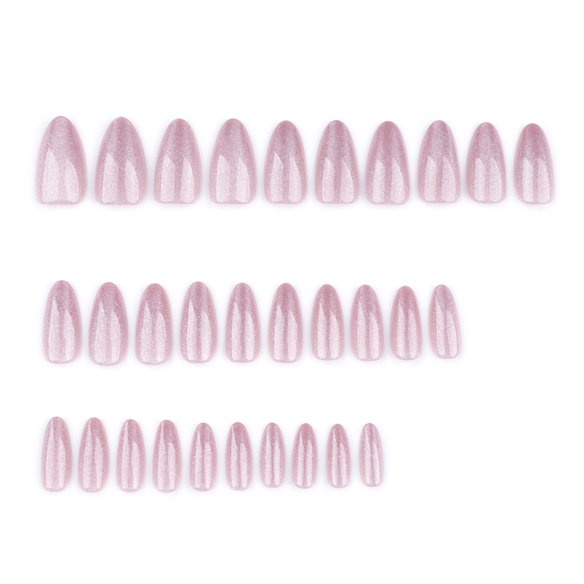 Pink Cat Eye Press on Nails 24Pcs Medium Almond Nails