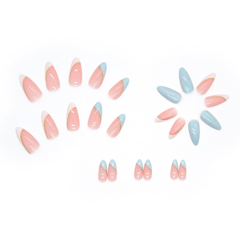 Blue Sky Handmade press on Nails / 24Pcs Almond Nails