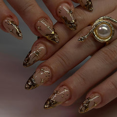 3D irregular stars Press on Nails 24Pcs Short Almond Nails