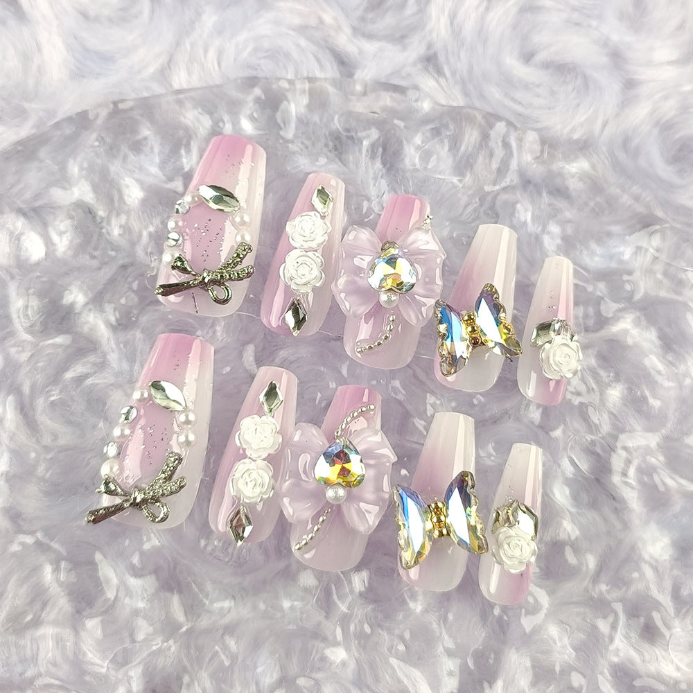 Butterfly Heart（Handmade press on nails）/10Pcs Ballerina Nails
