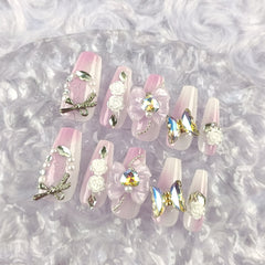 Butterfly Heart（Handmade press on nails）/10Pcs Ballerina Nails