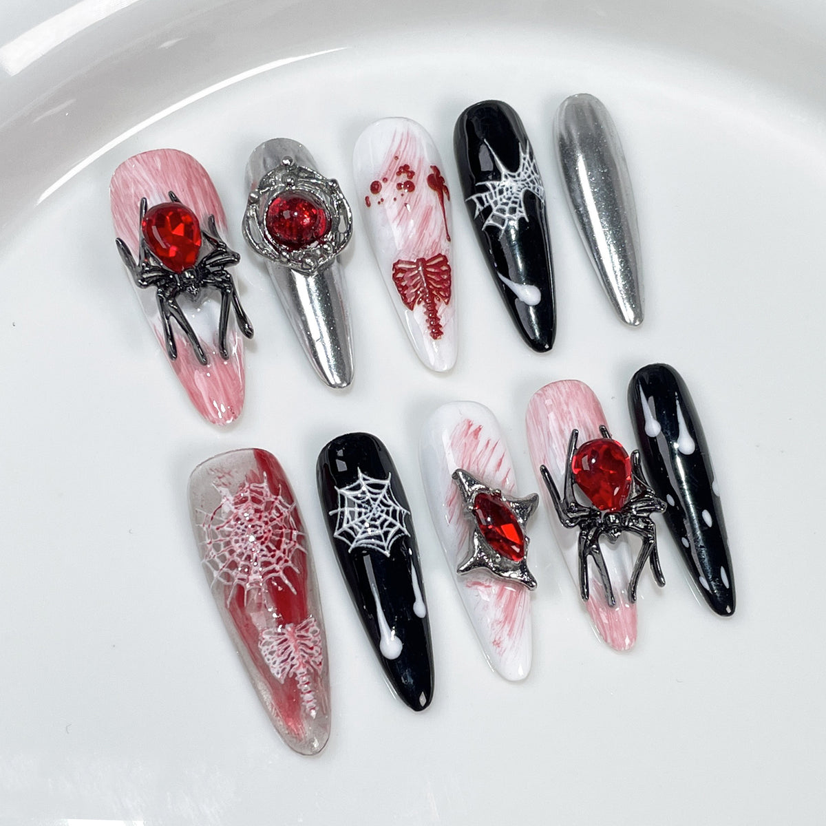 Bloody Spider Handmade press on nails