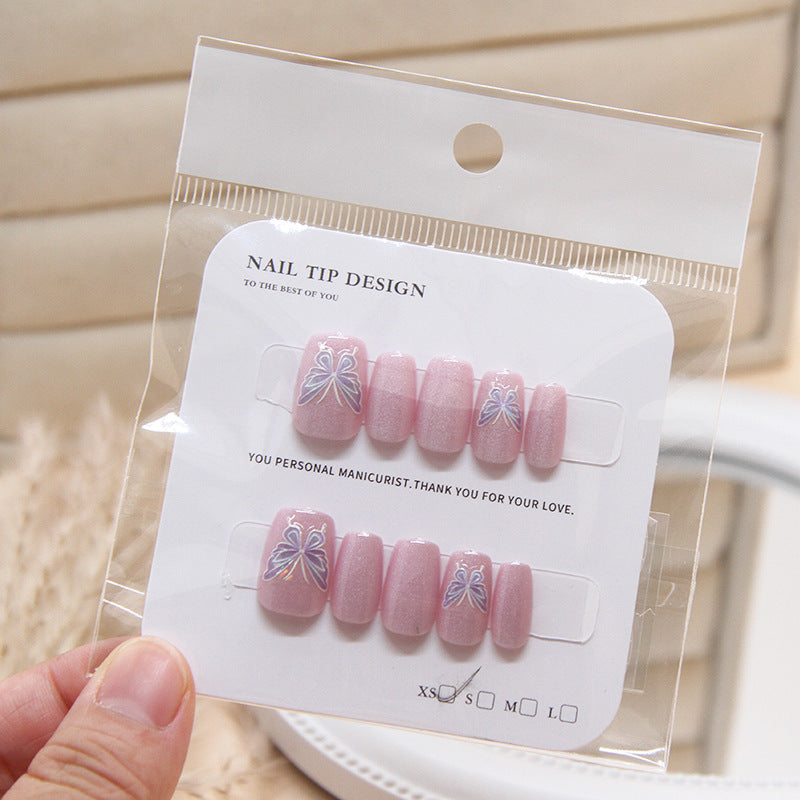 Butterfly Cat Eye Gradient（Handmade press on nails）/10Pcs Squoval Nails