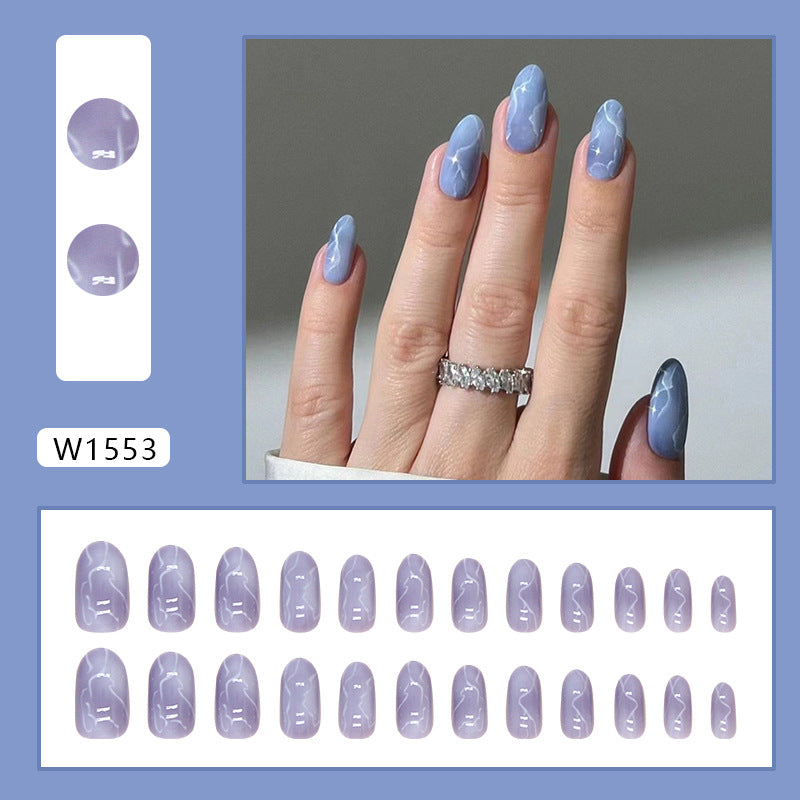 Ripple Handmade press on Nails / 24Pcs Oval Nails