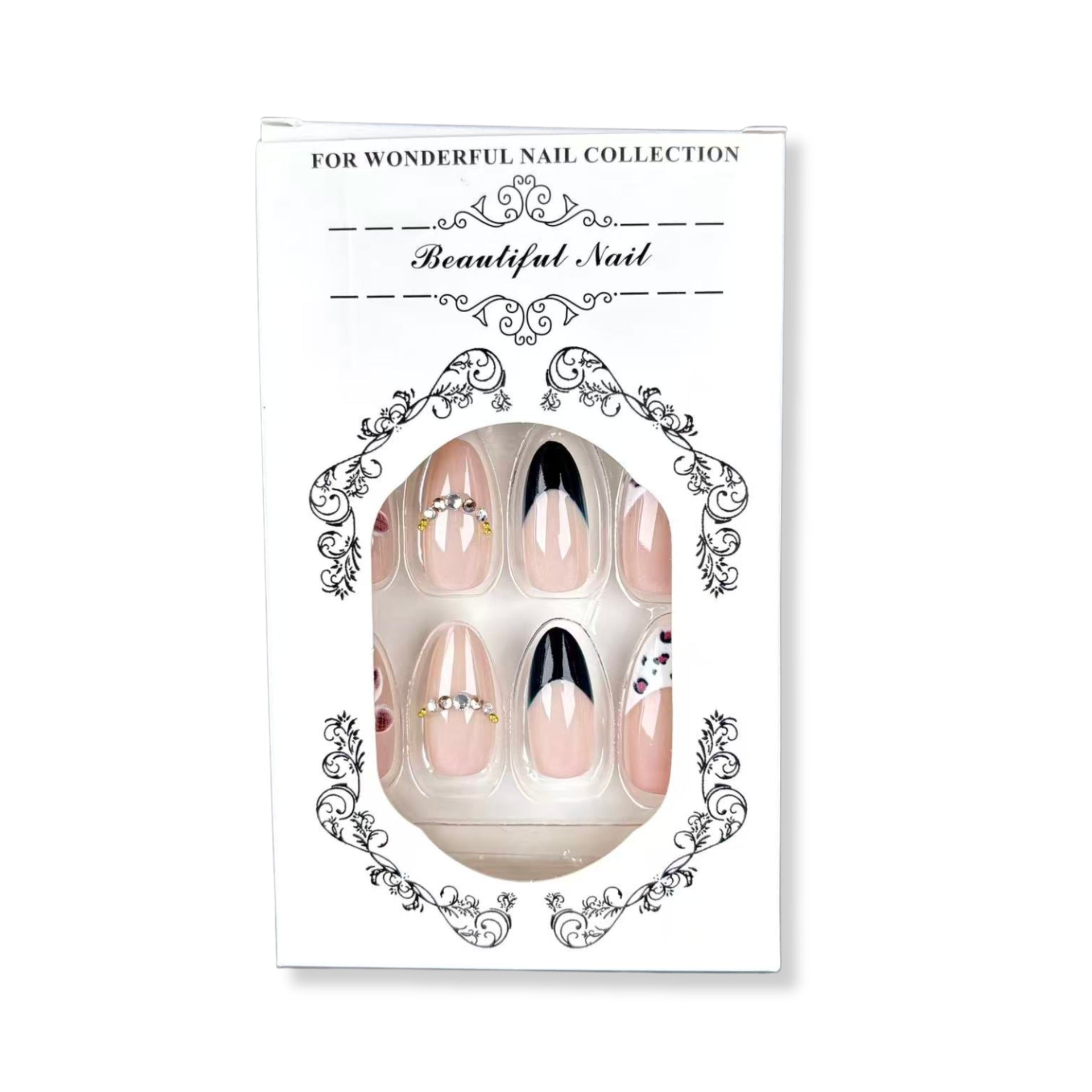 Caramel French 3D Flower Presson on Nails 10Pcs Medium Almond Nails