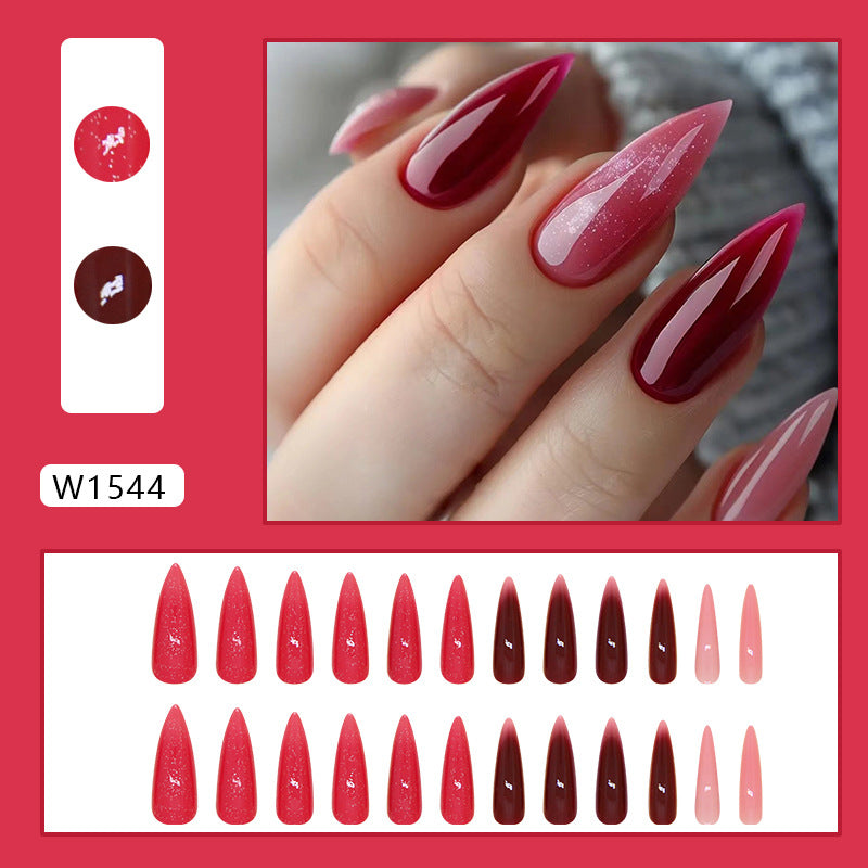 Ombre Glitter（Handmade press on nails）/24Pcs Stiletto Nails