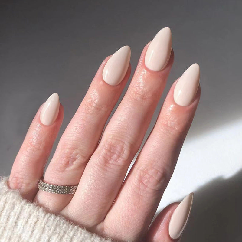 Nude Handmade press on Nails / 24Pcs Almond Nails