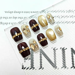 Sweet Starry Sky Cat Eye（Handmade press on nails）/10Pcs Square Nails