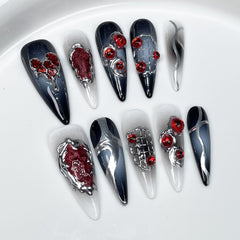 Gothic Ruby Handmade press on nails