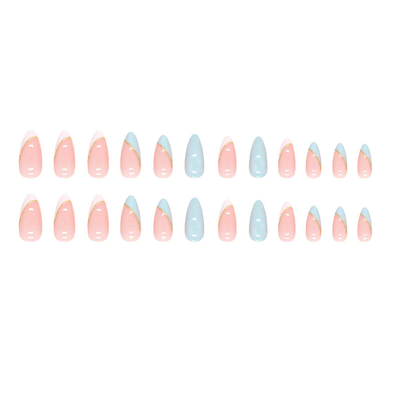 Blue Sky Handmade press on Nails / 24Pcs Almond Nails