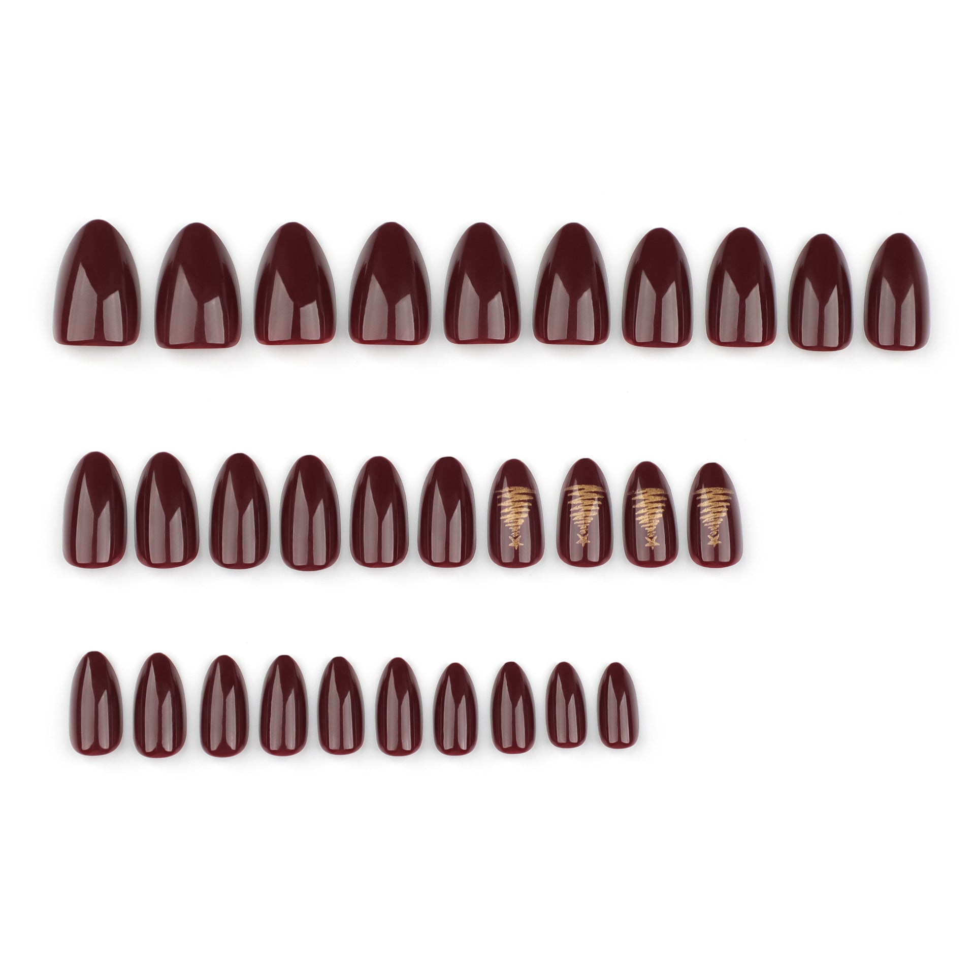 Simple Christmas Tree Red Press on Nails 24Pcs Short Almond Nails