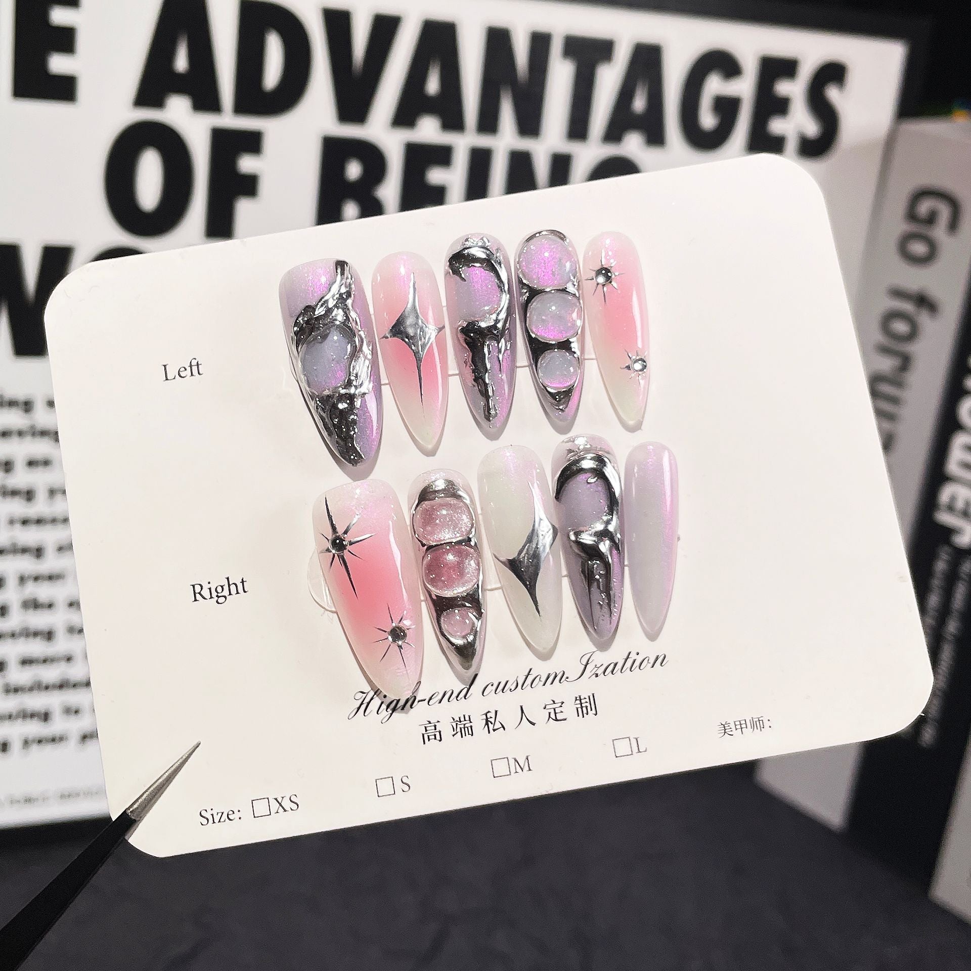 Aurora Handmade press on Nails / 10Pcs Stiletto Nails