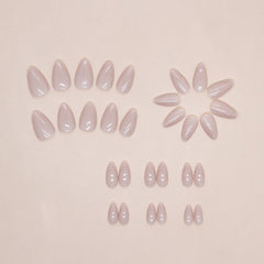 Nude Handmade press on Nails / 24Pcs Almond Nails