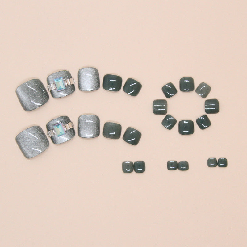 Diamond Cat Eye（Handmade Press On Nails）/24Pcs  Short Toe Nails