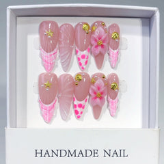 Shell Flower（Handmade press on nails）/10Pcs Stiletto Nails