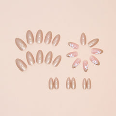 Gold Flower（Handmade press on nails）/24Pcs Almond Nails