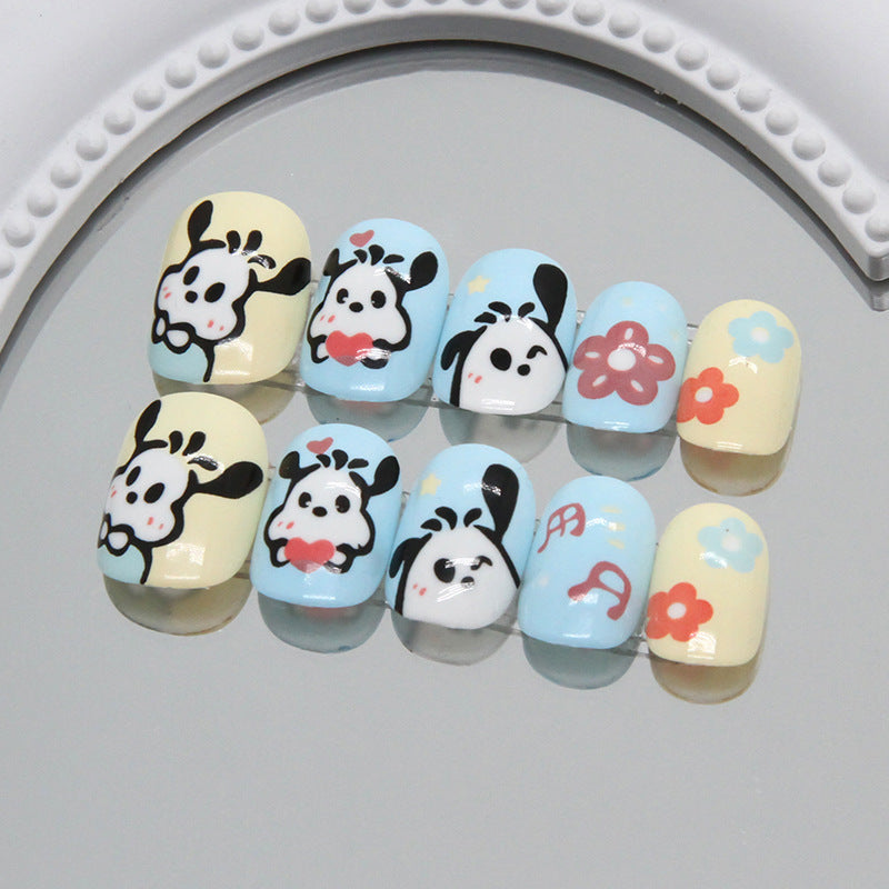 Doll Puppy（Handmade Press On Nails）/24Pcs  Short Children Nails