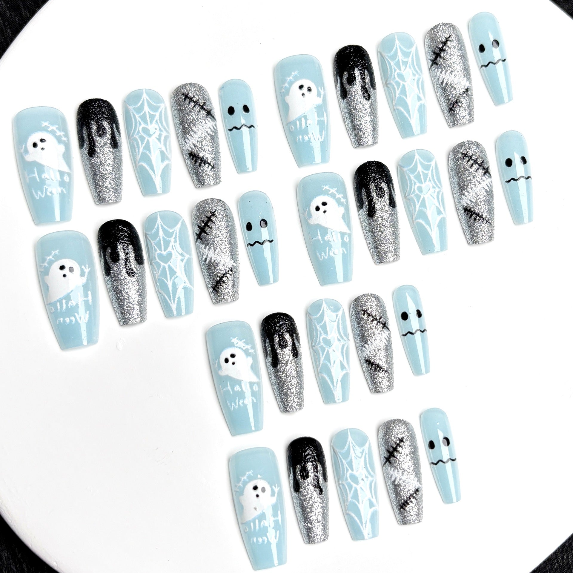 Blue Ghost（Handmade press on nails）/10Pcs Coffin Nails