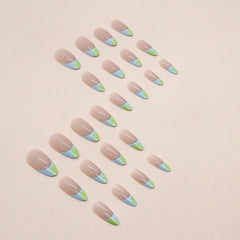 Peppermint Handmade press on Nails / 24Pcs Almond Nails