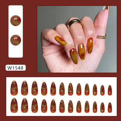 Blooming Press on Nails 24Pcs Long Almond Nails