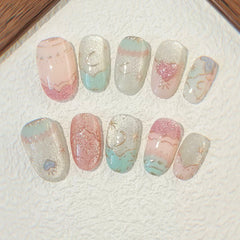 Elf Princess（Handmade press on nails）/10Pcs Almond Nails