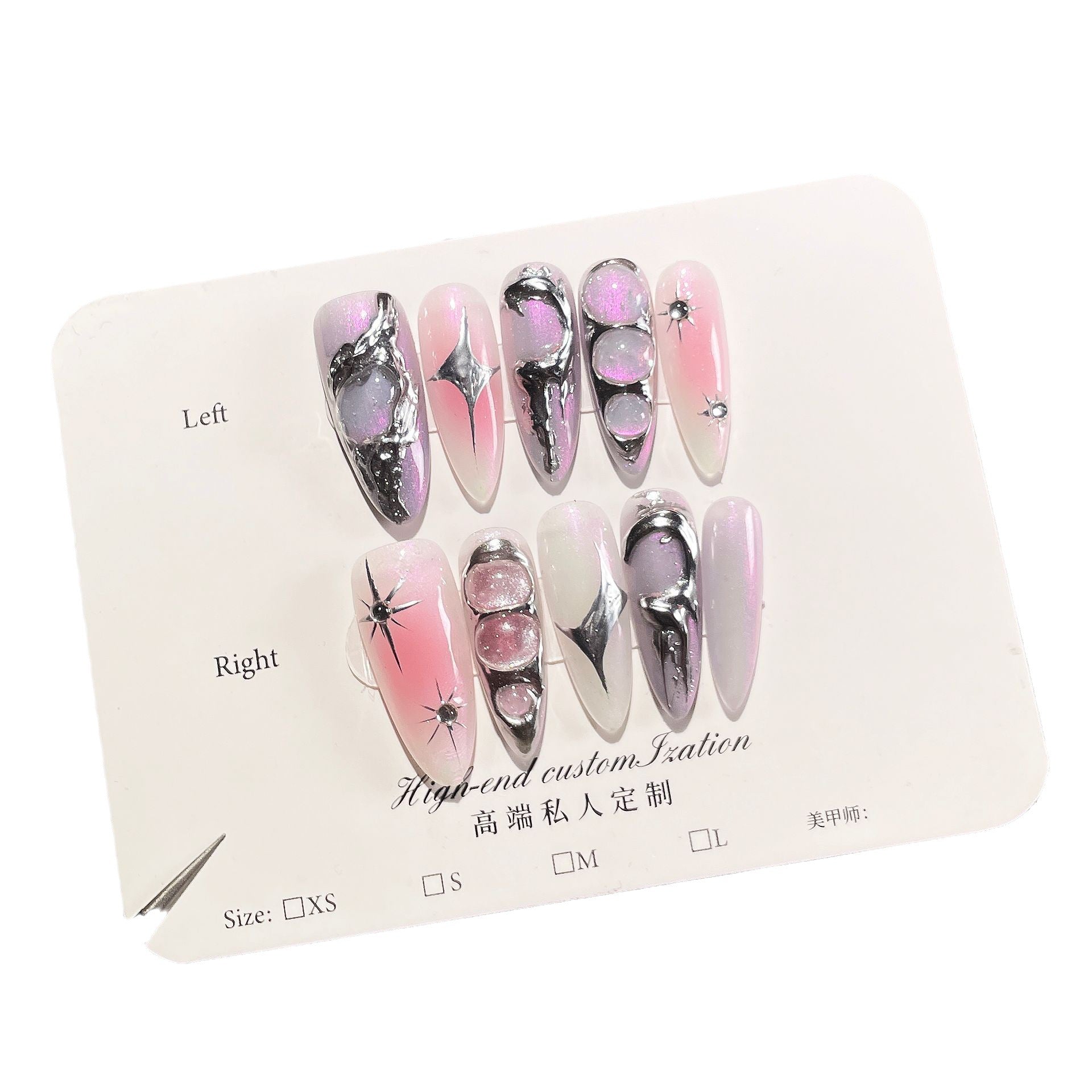 Aurora Handmade press on Nails / 10Pcs Stiletto Nails